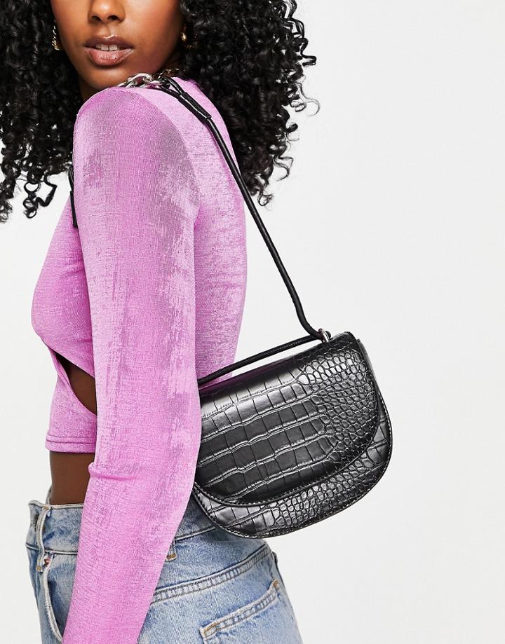 Svnx Pu Leather Shoulder Bag In Black