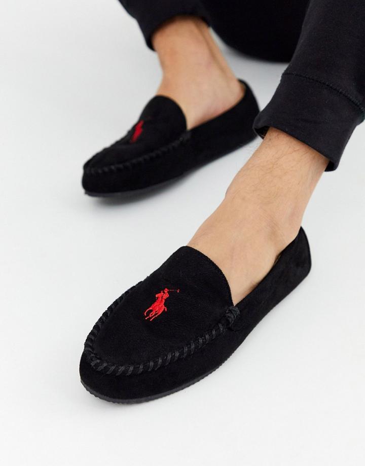 Ralph Lauren Desi Moccasin Slipper In Black
