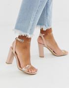 New Look Heeled Sandals With Clear Detail In Beige-tan