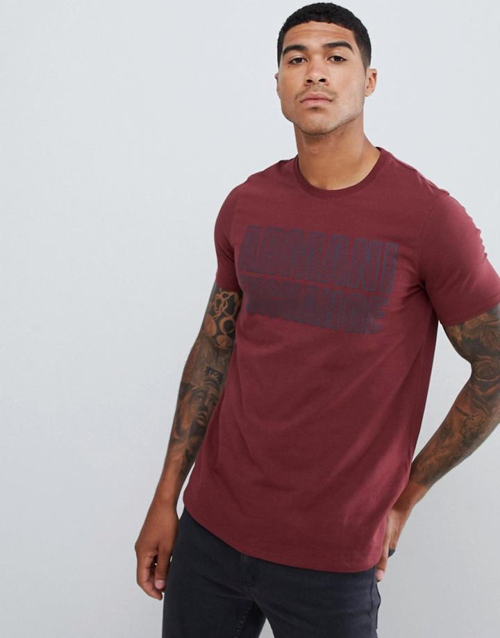 Armani Exchange Slim Fit Bold Logo T-shirt In Burgundy - Red