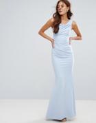 City Goddess Bandeau Fishtail Maxi Dress - Blue