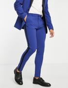 Asos Design Super Skinny Tuxedo Suit Pants In Bright Blue