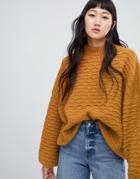Weekday Textured Sweater In Camel - Yellow