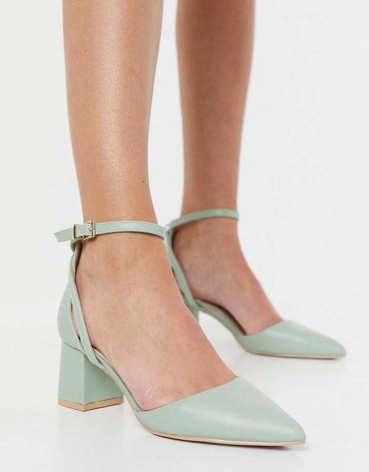 Raid Hazy Mid Heel Shoes In Sage-green