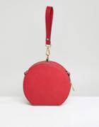 Asos Circle Grab Handle Clutch Bag - Red