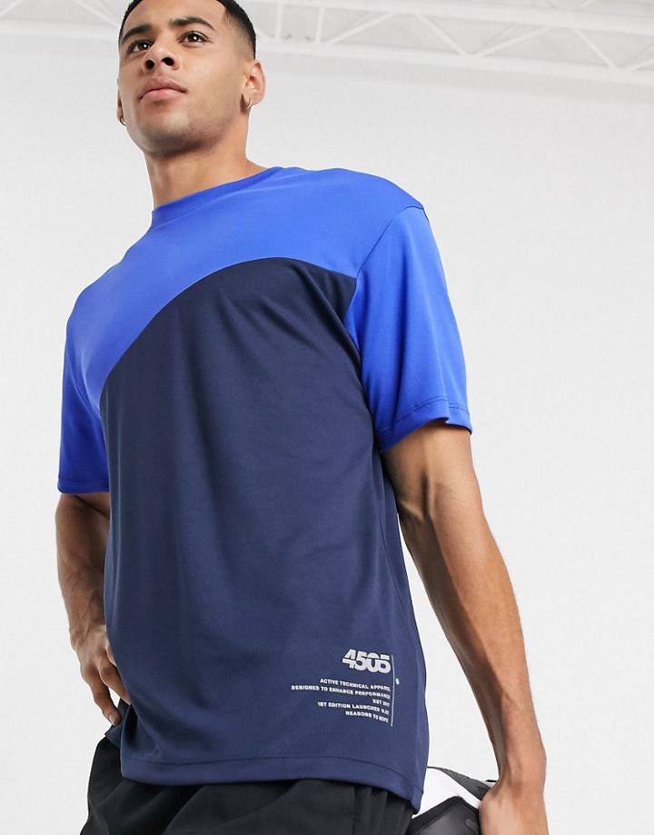 Asos 4505 Workout T-shirt With Contrast Panel-blues