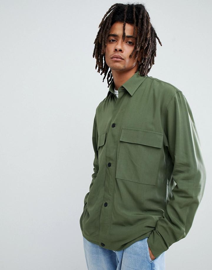 Mennace Utility Shirt In Green - Green