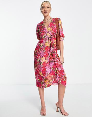 Hope & Ivy Vanessa Wrap Dress In Pink