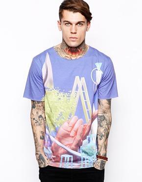 Sixpack France T-shirt In All Over Print - Blue