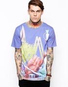 Sixpack France T-shirt In All Over Print - Blue