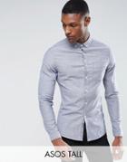 Asos Tall Skinny Casual Oxford Shirt In Blue - Blue