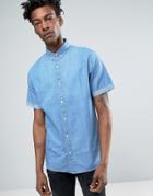 Troy Denim Shirt With Short Sleeve - Blue