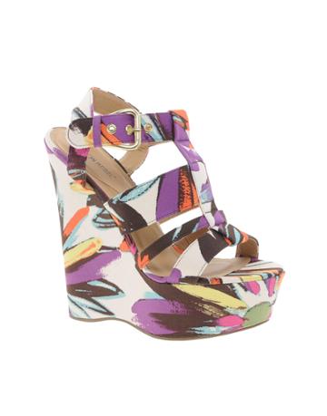 London Rebel Wedge With Chunky Straps In Floral Print