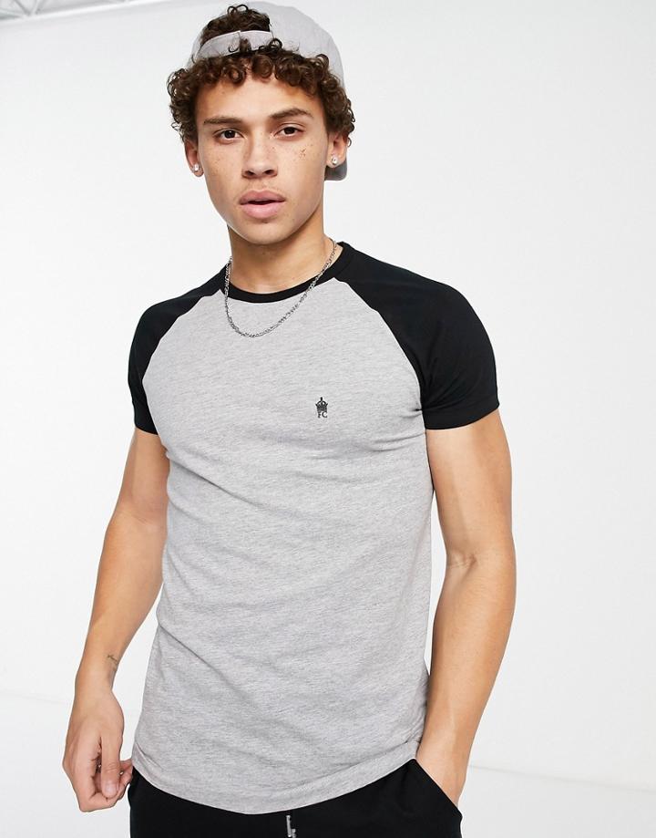 French Connection Raglan T-shirt In Light Gray