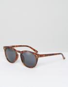 Asos Round Sunglasses In Tort With Black Lens - Brown