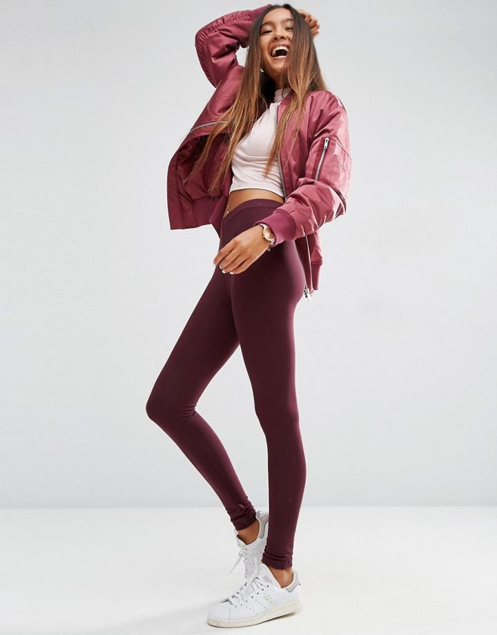 Asos High Waisted Leggings In Oxblood - Red