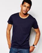 Selected Homme Crew Neck T-shirt In Pima Cotton - Navy