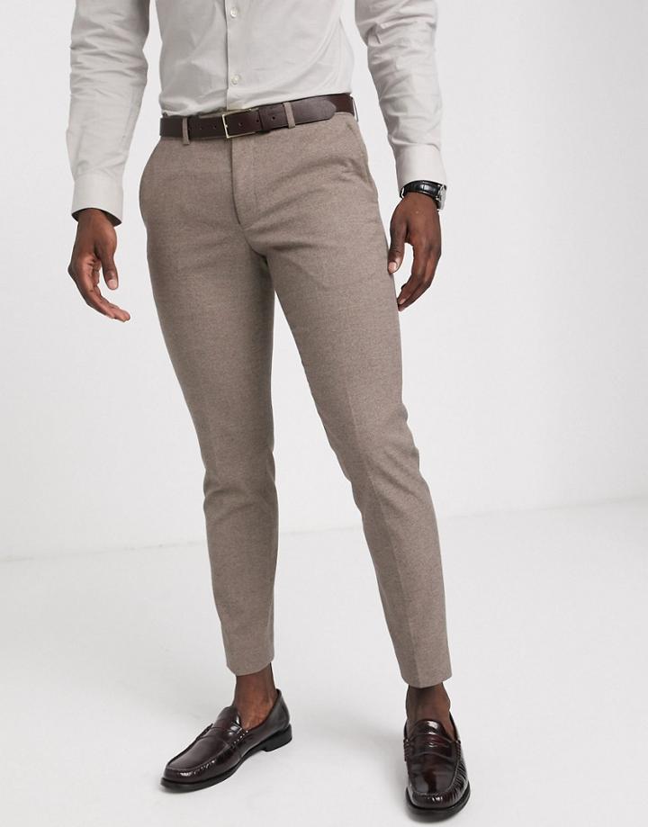 Moss London Slim Fit Suit Pants In Tan - Tan