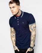 Diesel Polo T-oin Slim Fit Tipped Pique - Navy