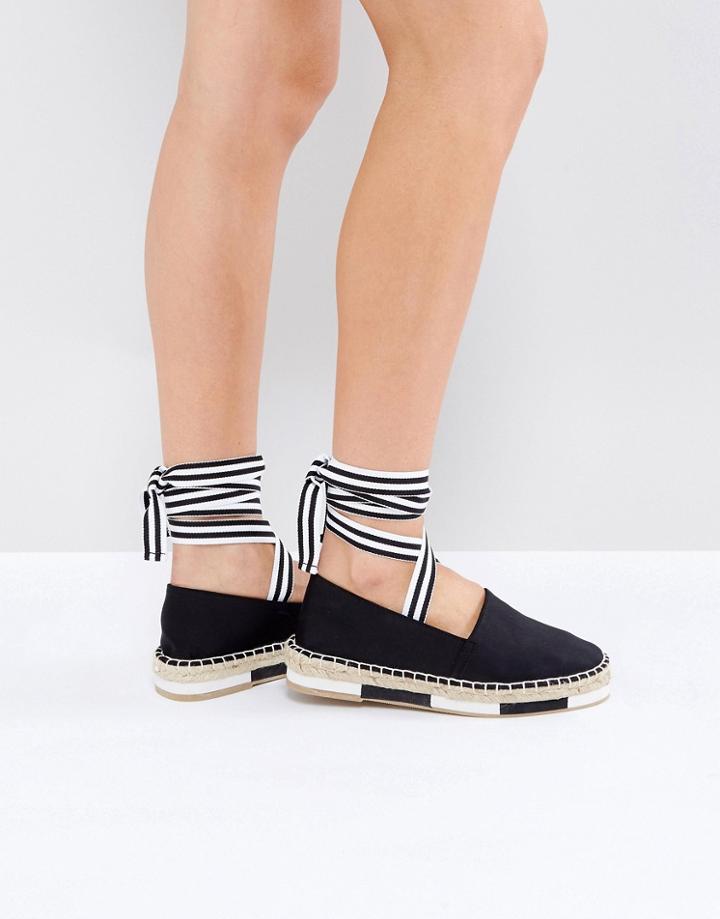 Asos Jumbo Jet Tie Leg Espadrilles - Black