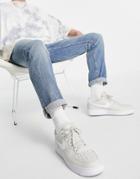 New Look Slim Jeans With Chain In Mid Wash Blue-blues