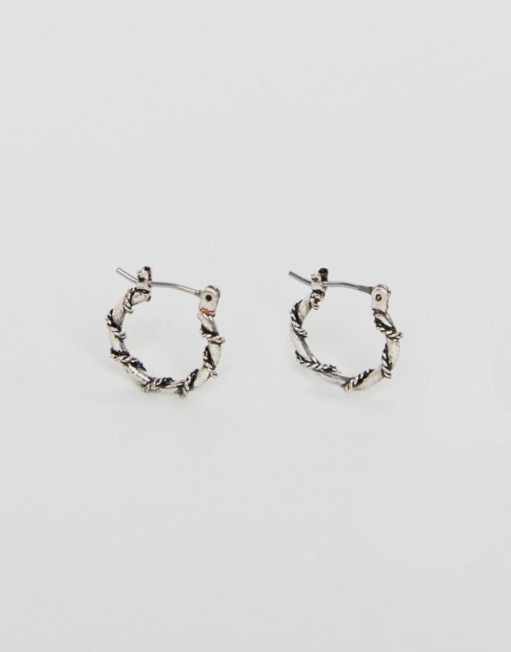 Asos Hoop Earrings In Coated Gray - Silver