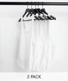 River Island 5 Pack Muscle Fit Racer Tank Tops In White