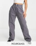 Asos Design Hourglass Wide Leg Dad Pants In Washed Gray
