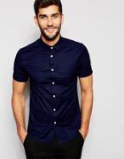 Asos Smart Skinny Oxford Shirt In Navy - Navy