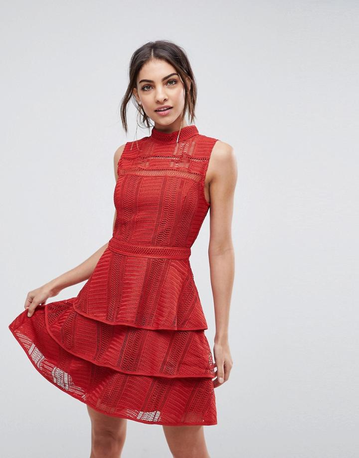 Adelyn Rae Bianca Tiered Dress - Red