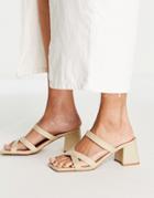 Asos Design Herbie Cross Strap Mid Heeled Sandals In Natural Fabrication-neutral