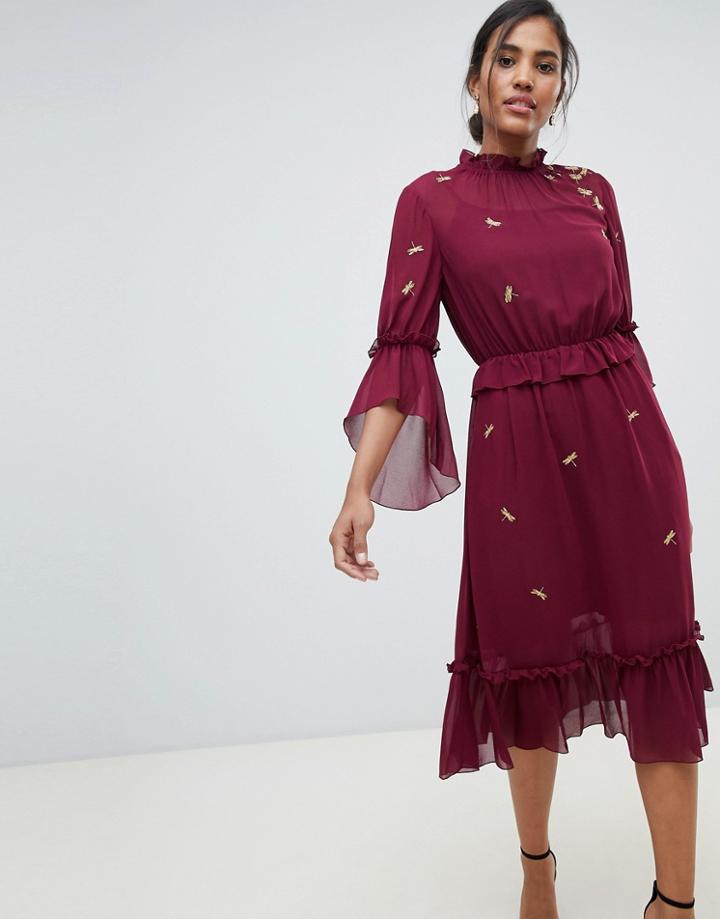 Ted Baker Briarna Sugar Plum Ruffle Midi Dress - Purple