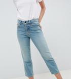 Asos Design Petite Florence Authentic Straight Leg Jeans In Light Green Cast - Blue