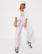 Missguided Faux Leather Contrast Stitch Pants In Lilac-purple
