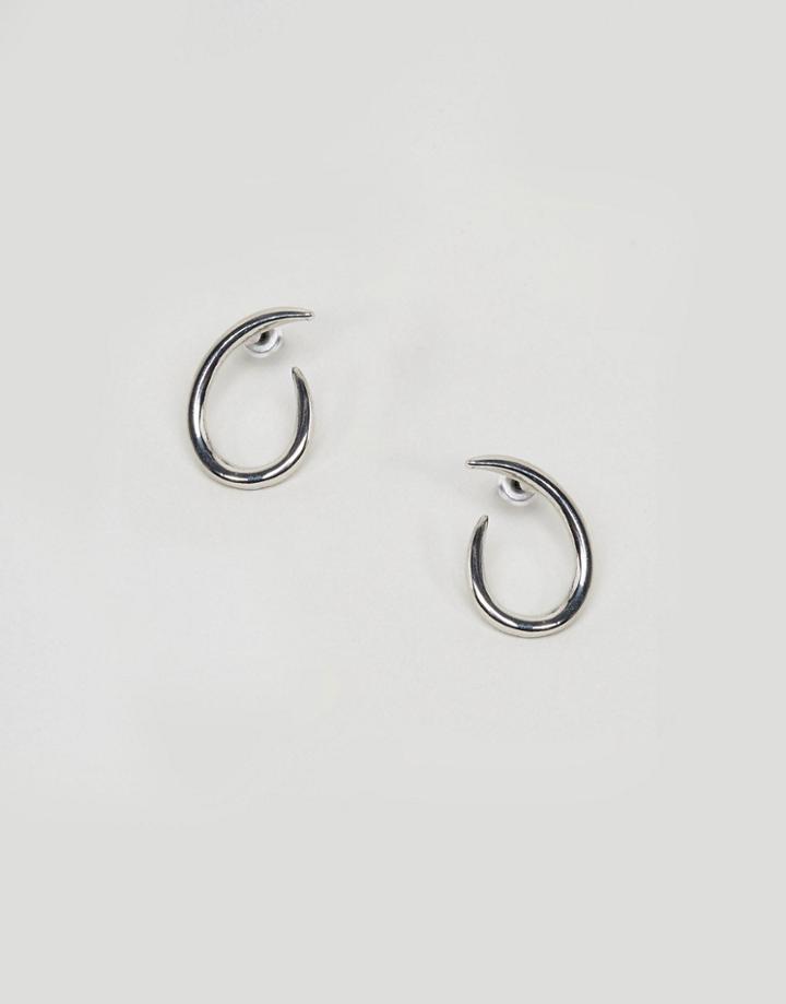 Asos Sleek Swirl Stud Earrings - Silver