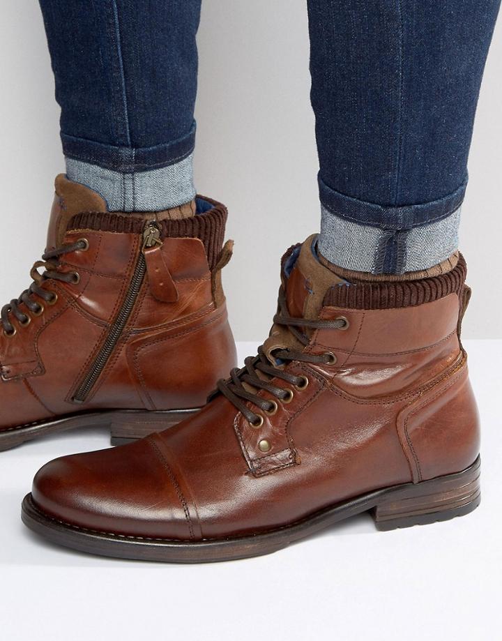 Dune Calabash Leather Boot - Brown