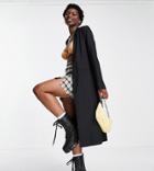 Collusion Long Line Light Weight Blazer In Black-grey