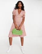 Vero Moda Sweetheart Neck Midi Dress In Floral Print-multi