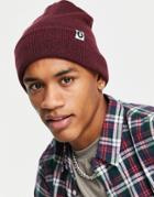 Boardmans Ribbed Knitted Beanie With Turn Up Cuff In Burgundy-red