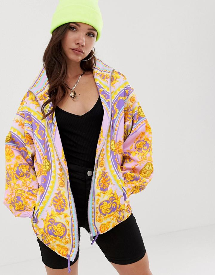 Asos Design Scarf Printed Bomber Jacket - Multi