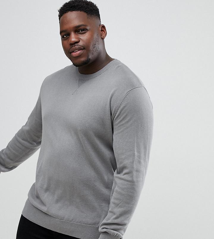 Jacamo Plus Knitted Sweater In Gray - Gray