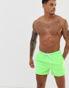Asos Design Swim Shorts In Neon Green Super Short Length - Green