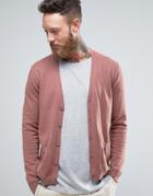 Asos Cotton Cardigan With Pockets In Mauve - Brown