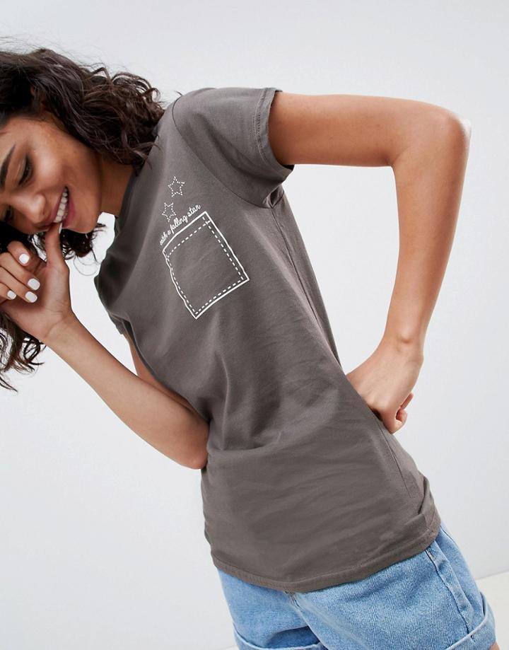 Heartbreak Falling Star T Shirt - Gray