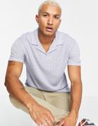Asos Design Relaxed Polo T-shirt In Blue Heather-blues