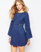Vero Moda 70's Denim Belted Dress - Blue