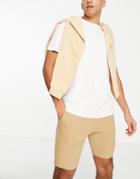 Asos Design Skinny Pique Shorts In Brown