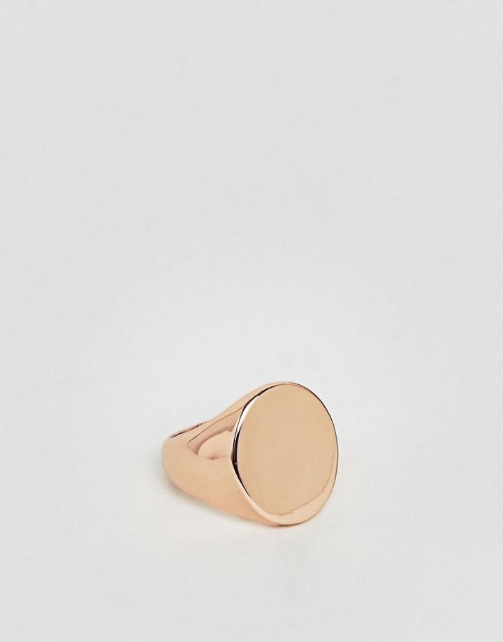 Asos Signet Ring In Rose Gold - Pink