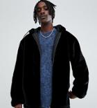 The New County Oversized Zip Up Hoodie Faux Fur - Black