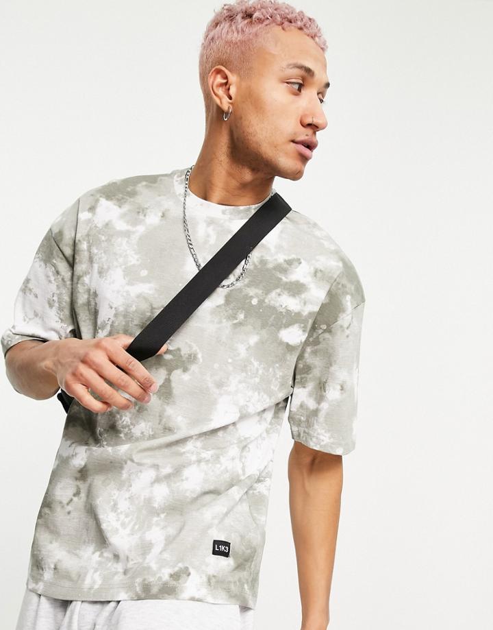 Bershka Oversized T-shirt In Green Tie Dye